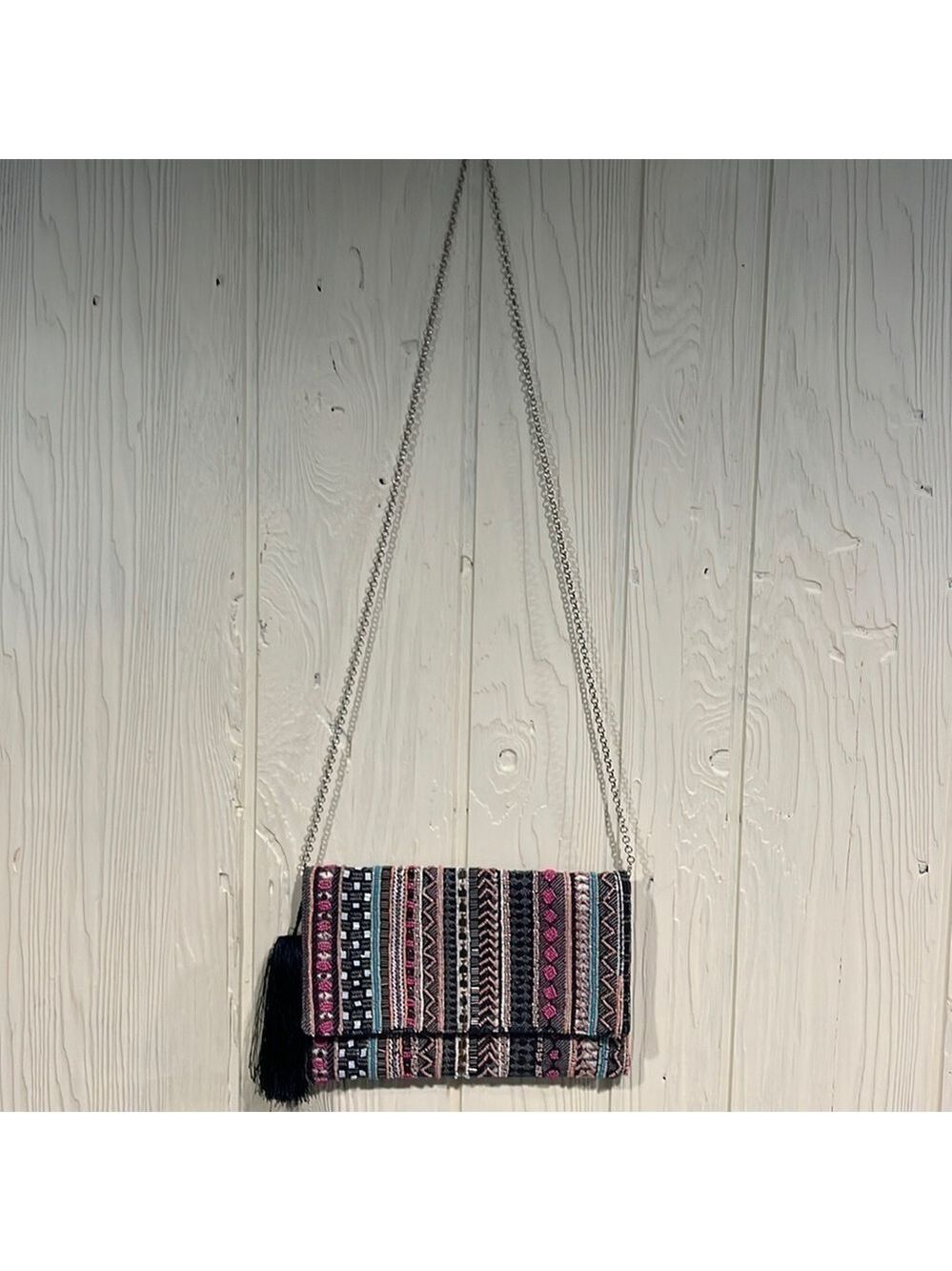 La Sera Franchise Beaded Crossbody Clutch Handbag